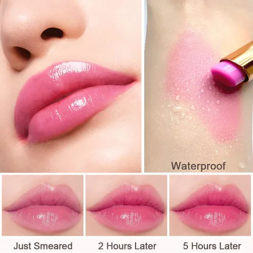 Miniatura 4 de evpct 2 piezas de bálsamos labiales tintados de uva, cambio de color de labios, bálsamo de labios, tono rosa claro, maquillaje de labios, 2 piezas