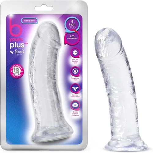 Blush B Yours Plus Roar N' Ride - Consolador realista de 8 pulgadas, suave hecho a mano para juego anal, coño y pegging para adultos, juguete sexual
