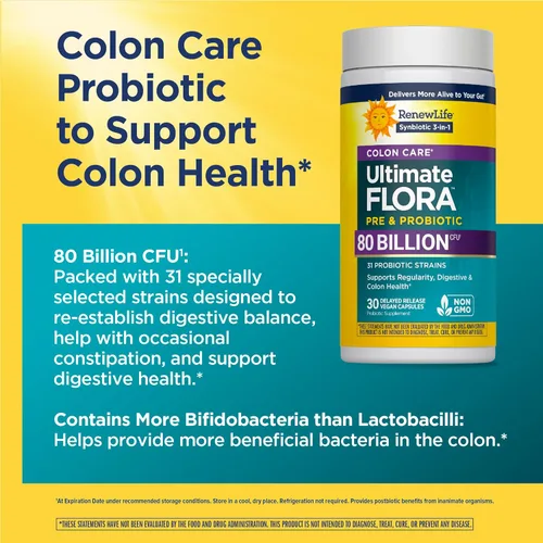 Miniatura 7 de Renew Life Cápsulas probióticas para el cuidado del colon, suplemento diario que ofrece apoyo para el colon, L. Rhamnosus GG, sin lácteos, soja