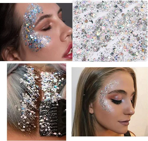 Miniatura 3 de Brillantina gruesa líquida con lentejuelas de sirena, para sombra de ojos, gel corporal, festival, cosmético para cara, uñas, maquillaje, de larga