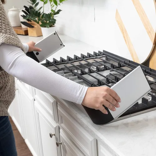 Miniatura 5 de Qdos Safety Protector adhesivo de aluminio para estufas – Complementa diseños modernos de cocina – Se adapta a estufas y la mayoría de estufas