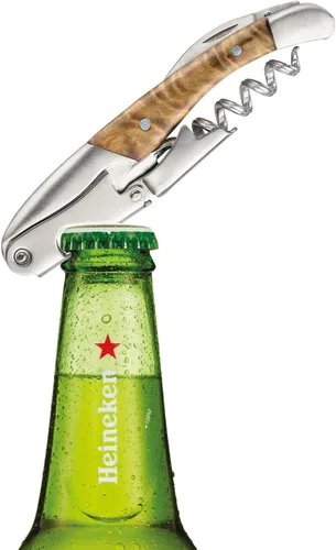 Miniatura 2 de Abrebotellas de cerveza 3 en 1 con mango de palisandro, sacacorchos y cortador de papel de aluminio, la mejor opción de camareros profesionales