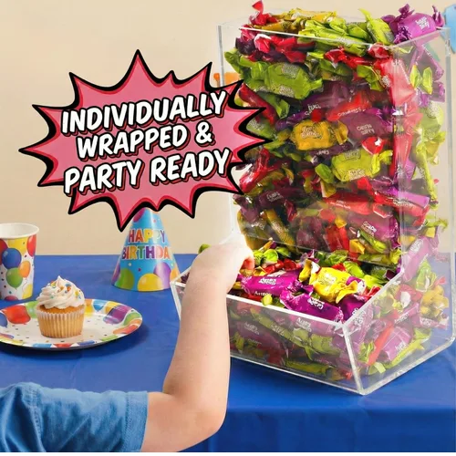 Miniatura 5 de Caramelo clásico Taffy de 5 libras, 280 piezas masticables envueltas con frutas Aprox. 280 unidades, envueltos individualmente a granel, dulces