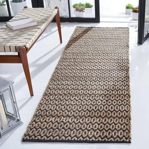 SAFAVIEH Natural Fiber Collection Runner - 2'3" x 7', Natural & Black, Handmade Hemp, Ideal for The Living Room, Dining, Bedroom (NFB701Z)