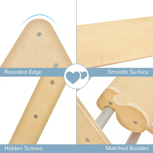 Miniatura 8 de OLAKIDS Pikler - Juego de triángulos 3 en 1, juguetes de escalada para niños pequeños, plegable de madera Montessori Gimnasio Jungle para bebés