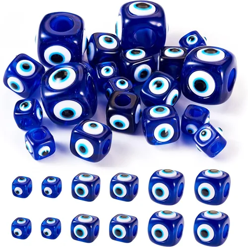 Miniatura 9 de Craftdady 180 cuentas planas redondas acrílicas de ojo malvado de 9 colores, cuentas de ojo de sabiduría de la suerte, cuentas espaciadoras sueltas