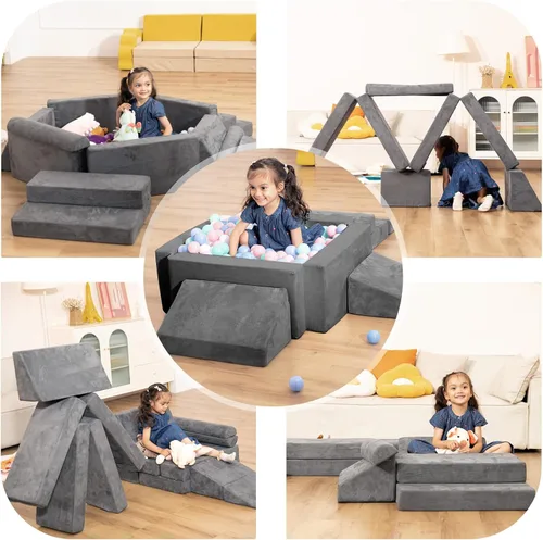 Miniatura 6 de LOAOL Sofá para Niños, Sofá Modular para Juegos Infantiles, Sofá Convertible de Espuma para Trepar para Niños Pequeños, Bloques de Espuma