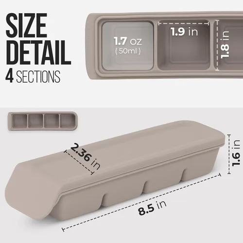 Miniatura 8 de Bandeja de silicona para congelador con tapa, 100% silicona platino de grado alimenticio, resistencia a fugas y apta para lavavajillas para 4