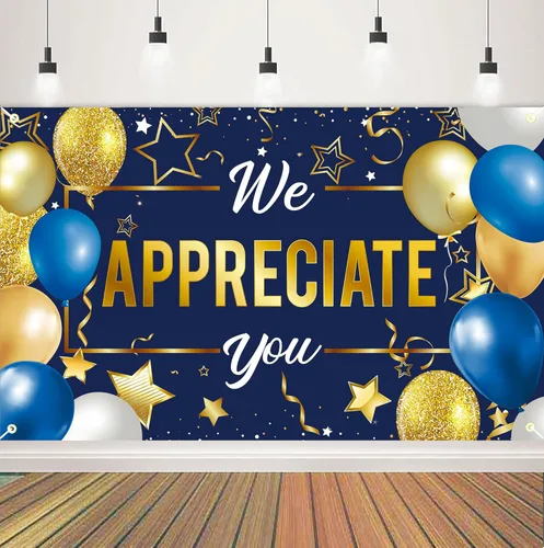 Miniatura 6 de Cartel de fondo con texto en inglés "We Appreciate You", decoraciones de agradecimiento a los empleados, pancarta de agradecimiento para veteranos