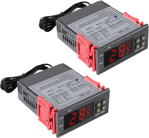 2 unids STC-1000 controlador de temperatura digital 110-220 V termostato incubadora termorregulador relé calefacción refrigeración con sensor cable