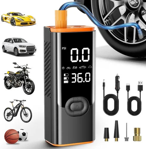 Inflador de neumáticos, compresor de aire portátil de 25000 mAh y bomba de neumáticos inalámbrica 3 veces más rápida para automóvil, bomba de aire