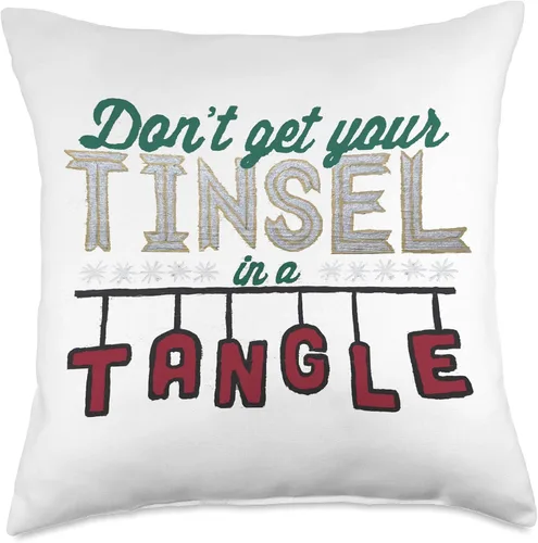 Miniatura 5 de Chicago Designs Don't Get Your Tinsel in A Tangle - Almohada de 16 x 16 pulgadas, multicolor