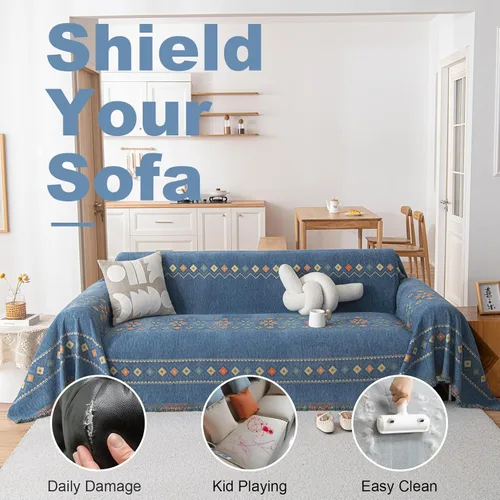 Miniatura 136 de VClife Fundas de sofá bohemio de felpilla para sofá seccional, fundas de sofá suaves y antideslizantes para sofá de 2 cojines, protector de muebles