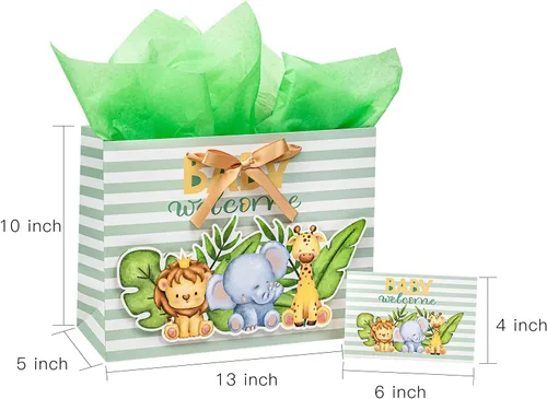 Miniatura 17 de Loveinside Bolsa de regalo de koala gris bebé con papel de seda y tarjeta de felicitación para baby shower, nuevos padres y más, 16 x 6 x 12