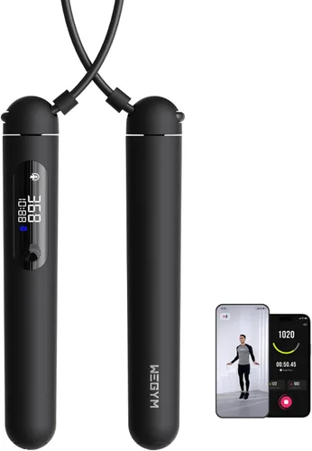 WeGym - Cuerda de saltar inteligente para hombres y mujeres, cuerda de saltar ajustable para entrenamiento en interiores y exteriores, aplicación de