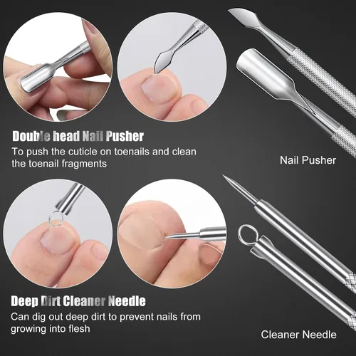 Miniatura 7 de Juego de 7 piezas para el tratamiento de uñas encarnadas, kit profesional de acero inoxidable para la extracción de uñas encarnadas, cortaúñas