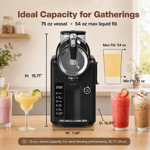 Miniatura 5 de SYINTAO Máquina de granizado no necesita hielo, 2 en 1 para bebidas congeladas y helados suaves, máquina de granizado autoenfriable con 5