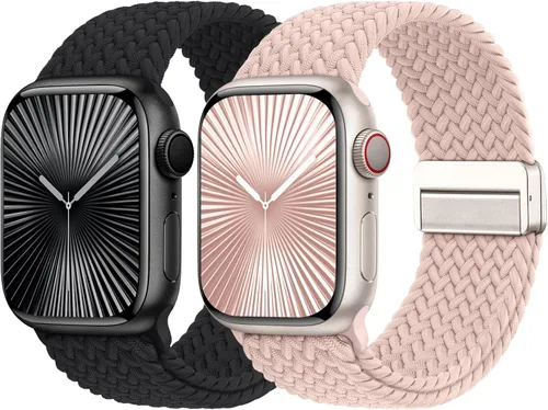 Miniatura 25 de Bandas elásticas trenzadas con cierre magnético compatibles con Apple Watch de 1.496 pulgadas, 1.575 pulgadas, 1.614 pulgadas, 1.654 pulgadas, 1.732
