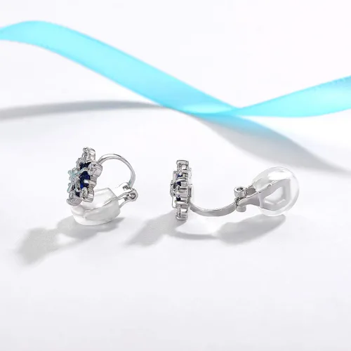 Miniatura 4 de SELOVO - Pendientes de tuerca con circonita cúbica con diseño de copo de nieve y flor para mujeres