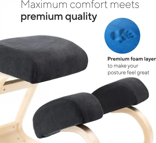 Miniatura 7 de Silla ergonómica de rodillas con acolchado extra, soporte de postura, cómoda silla de escritorio, taburete mecedor en ángulo y asiento