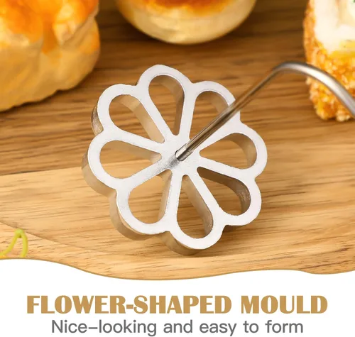 Miniatura 2 de IMIKEYA Molde para bunuelos con mango roseta Timbale Maker Flower Achappam Mold Waffle Mold Rosette Cookie Cutter herramienta para hornear