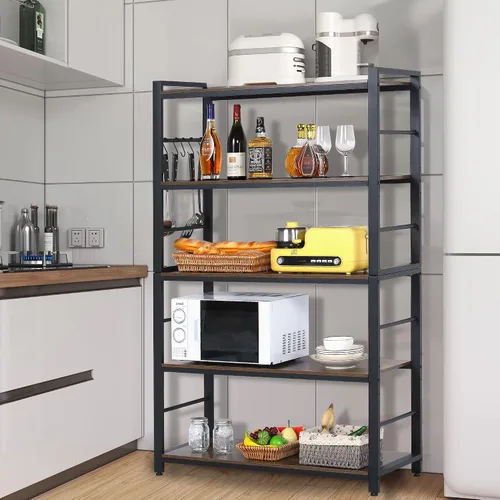 Miniatura 7 de Estante para panaderos de 5 niveles, soporte para horno de microondas con estantes, estante de almacenamiento de utilidad de 5 niveles con 5