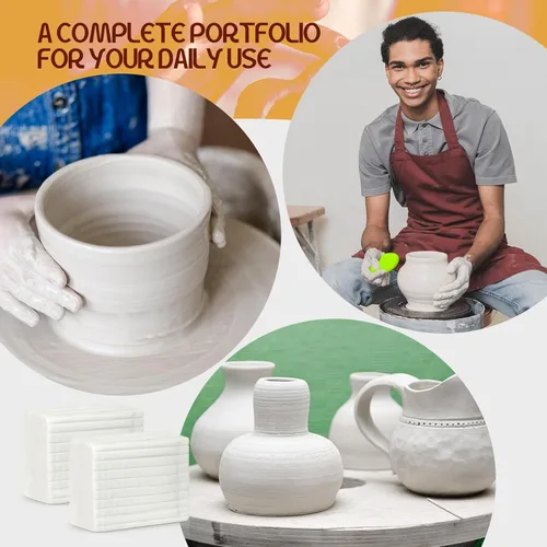 Miniatura 4 de Feifeiya Paquete de 2 arcilla para modelar a base de aceite no secante, 4 libras con 15 piezas, juego de herramientas de escultura de cerámica,