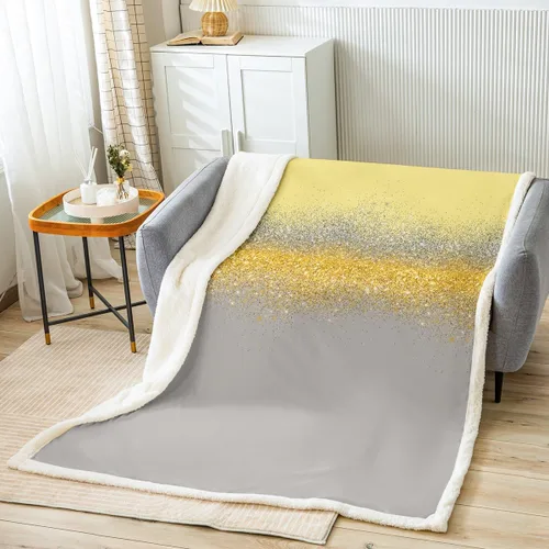 Miniatura 7 de Manfei Manta con purpurina negra y gris para decoración de habitación de niños, niñas, adolescentes, manta moderna de arte abstracto para sofá