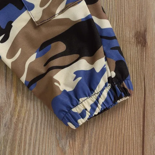 Miniatura 120 de Mandizy Conjunto de ropa de otoño para bebé niña pequeña, sudadera de manga larga con estampado de letras bendecidas, pantalones de camuflaje