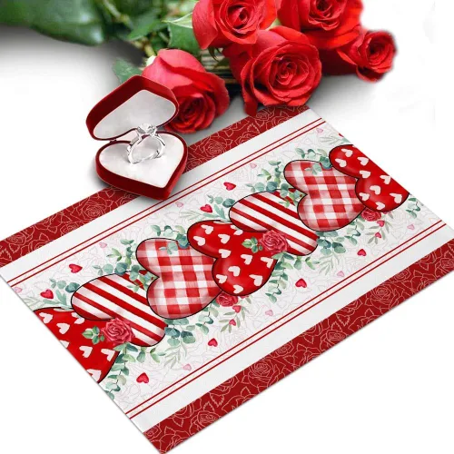 Miniatura 21 de Juego de 4 manteles individuales con diseño floral de conejo de Pascua, manteles individuales lavables para cocina, mesa de comedor, manteles