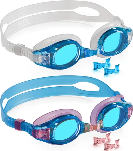 Miniatura 35 de Aegend - Paquete de 2 gafas para niños, gafas de natación para niños de 4 a 16 años, niños y niñas jóvenes, gafas de piscina antivaho, impermeables