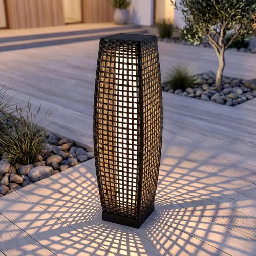 Miniatura 17 de Lámpara de pie para exteriores Grand Patio, lámpara de pie solar, resistente al agua, de mimbre, lámpara colgante para terraza, luces decorativas