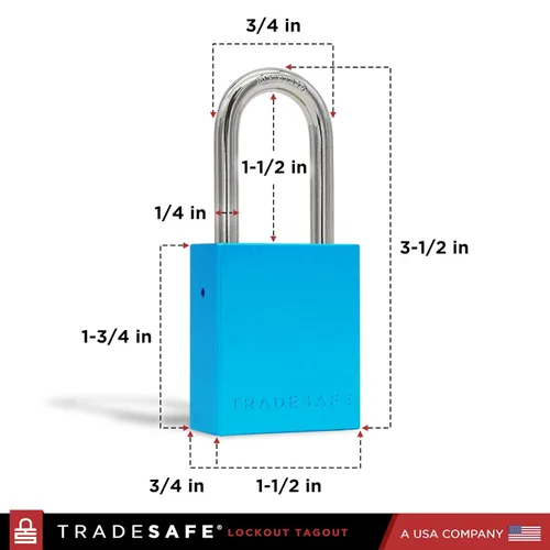 Miniatura 2 de TRADESAFE Juego de cerraduras de bloqueo y etiquetado – 10 cerraduras de aluminio azul, candados de bloqueo con llave igual, 2 llaves por candado