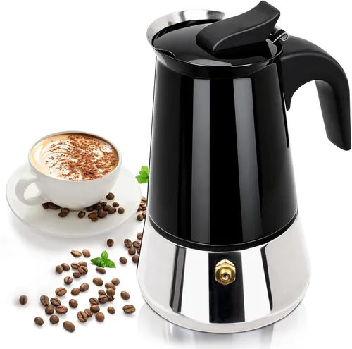 2 Cup 100ml Moka Pot Stainless Steel Espresso Coffee Maker Stovetop Coffeemaker Italian Classic Style Brewing Greca Cafe Mocha Machine for Cafeteras