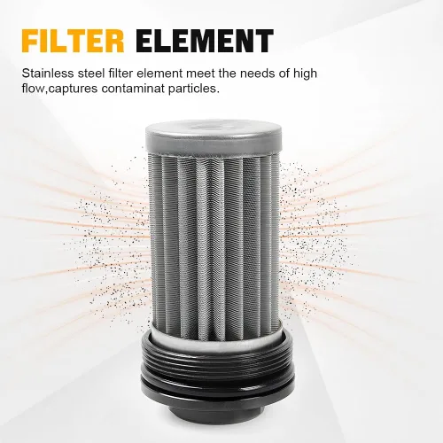 Miniatura 3 de BARTOO Filtro de combustible en línea de 100 micras con adaptador 6AN 8AN 10AN y soporte de montaje de 50 mm para filtrar gasolina, diésel, E85 negro