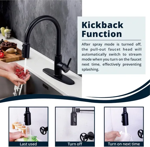 Miniatura 4 de Reemplazo de cabezal de grifo de cocina extraíble, boquilla de cabezal rociador extraíble de 3 funciones con 9 adaptadores para grifo de fregadero