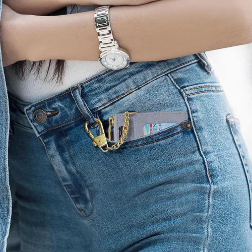 Miniatura 97 de SEAVILIA Tarjetero llavero cartera para mujer con ventana de identificación RFID monedero regalo abeja delgada minimalista pequeña cartera