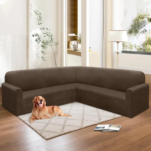 Miniatura 87 de HDCAXKJ Fundas de sofá seccional de esquina de terciopelo elástico en forma de L, juego de fundas deslizantes suaves y gruesas en forma de U