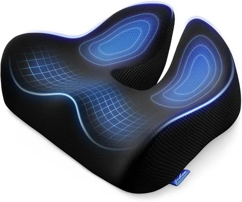 ZIKEE Cojín de asiento grueso, almohada ergonómica de espuma viscoelástica para hemorroides para cadera, ciática, alivio de sentado prolongado,