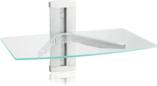 Miniatura 10 de suptek Estante flotante de vidrio, estante multimedia de 1 nivel para accesorios de TV, soporte de montaje en pared negro plano, capacidad