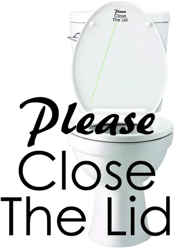 Miniatura 2 de Yoonek Graphics Please Close The Lid Sticker para asiento de inodoro, baño. # 0011350Black3 3" x 3.7