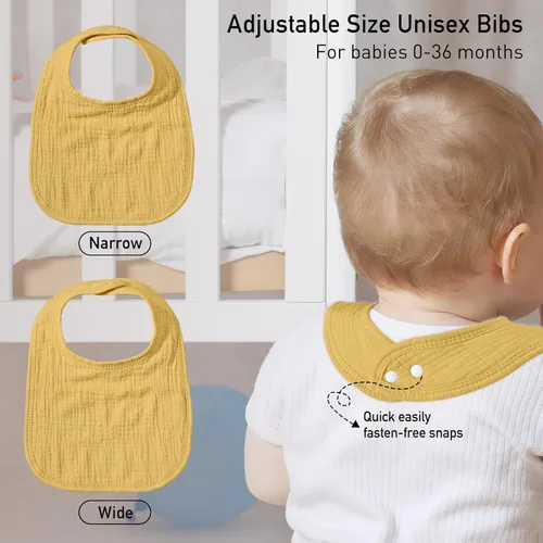 Miniatura 4 de GLLQUEN BABY Baberos de muselina para babeo para niños y niñas 8 unidades, baberos ajustables para bebé para babeo y dentición, babero de bandana