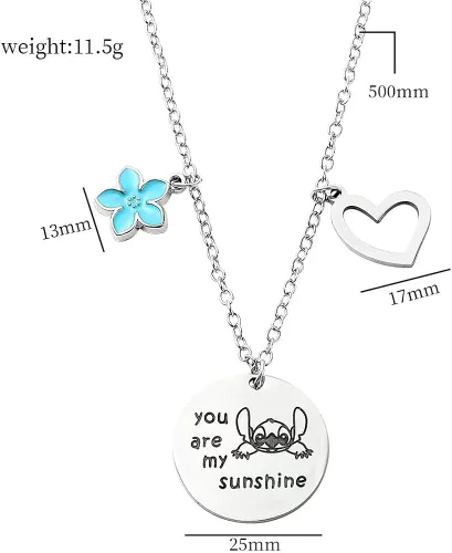 Miniatura 3 de PP.GOLDEN Collar y pulsera de puntada con texto en inglés "You are My Sunshine", joyería para niñas y niñas, regalo de cumpleaños para hija, nieta