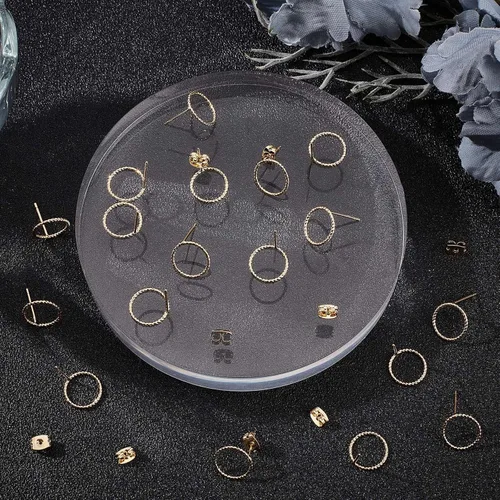 Miniatura 4 de Beebeecraft 30 aretes circulares chapados en oro de 18 quilates, aretes redondos trenzados, simples y minimalistas, con 30 aretes de mariposa