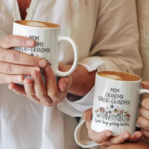 Miniatura 5 de Regalos de Navidad para Bisabuela, Promocionada a Bisabuela en Taza, Anuncio de Embarazo para Bisabuelas, Regalo del Día de la Madre para Blanco