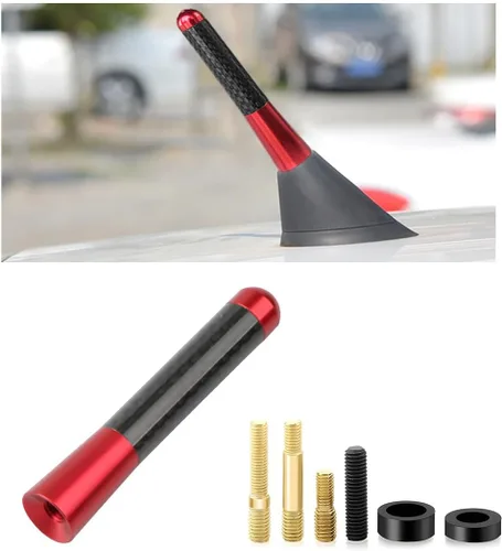 Miniatura 8 de KVAEY Antena corta para automóvil, antena aérea de aluminio rechoncha de 1.37 pulgadas con 4 tornillos y 2 juntas de goma, repuesto de antena de Azul