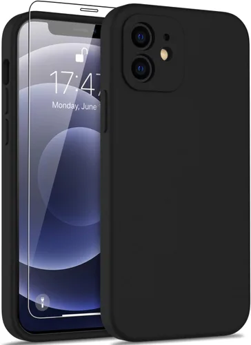 Miniatura 16 de DEENAKIN Funda de silicona compatible con iPhone 12 con protector de pantalla, mejora la protección de la cámara, funda protectora suave y flexible