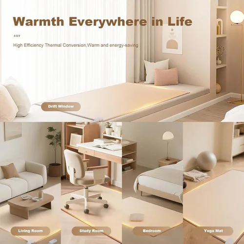 Miniatura 8 de Tapete calefactable de 39 x 78.7 pulgadas, impermeable, con temporizador, calentamiento rápido, calentador debajo de la alfombra para el hogar