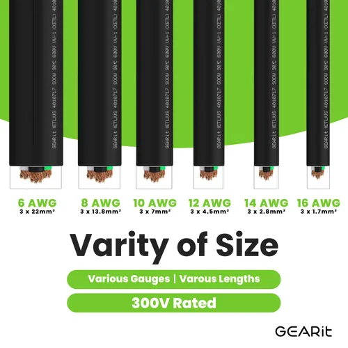 Miniatura 7 de GEARit Cable de alimentación portátil 10/3 10 AWG (100 pies - 3 conductores) SJOOW 300V calibre 10 cable eléctrico para derivaciones de motor, luces