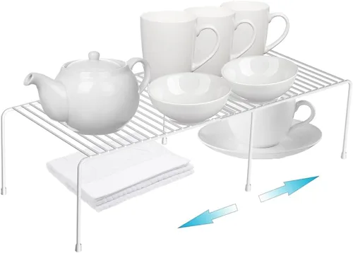 Miniatura 5 de Organizador de armario de cocina y estantes de almacenamiento, estante organizador expandible para congelador con patas resistentes a los arañazos